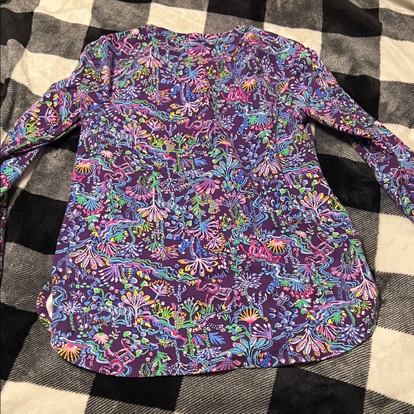 Lilly Pulitzer Purple Luxletic Multicolored Floral Long Sleeve Tee size XS - Picture 12 of 16